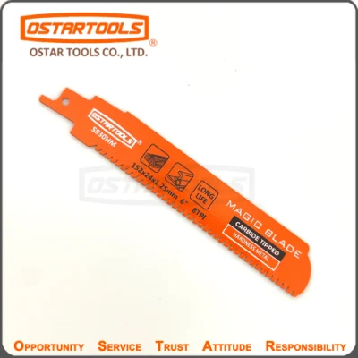 6인치(152mm) X8tpi Tct 세이버 톱날은 고강도 합금에 사용됩니다.